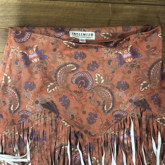 Idyllwind Women’s Orange Design Fringe Skirt Size S - Picture 3 of 5